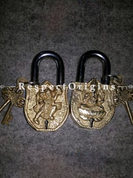 Buy Pair of Ganesha and Hanuman Vintage Design Working Functional Lock with Keys At u602075863_New_db.com