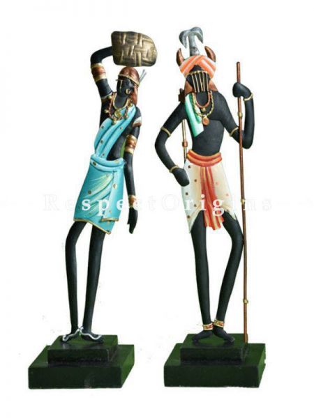 Buy Tribal Couple Figurine in Wrought Iron; 17x4x4 in At u602075863_New_db.com