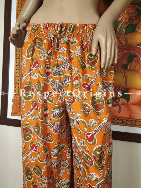 Colorful Hand Block-print Pure Cotton Palazzo Pants for Women; Free size