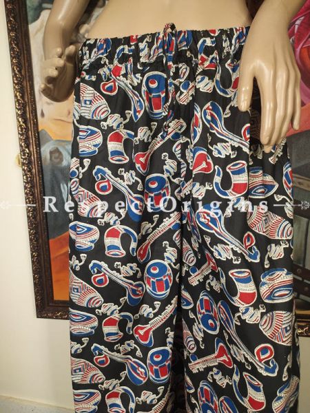 Colorful Hand Block-print Pure Cotton Palazzo Pants for Women; Free size