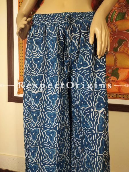 Colorful Hand Block-print Pure Cotton Palazzo Pants for Women; Free size