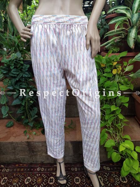 Colorful Hand Block-print Pure Cotton Palazzo Pants for Women; Free size