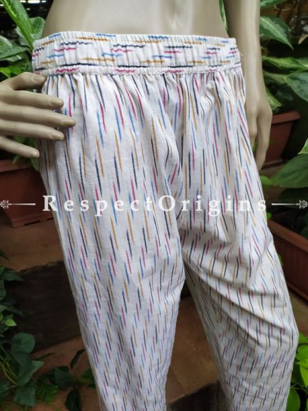 Colorful Hand Block-print Pure Cotton Palazzo Pants for Women; Free size