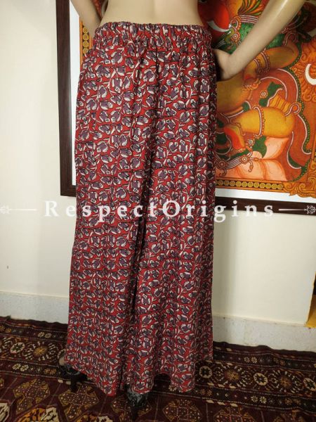 Colorful Hand Block-print Pure Cotton Palazzo Pants for Women; Free size