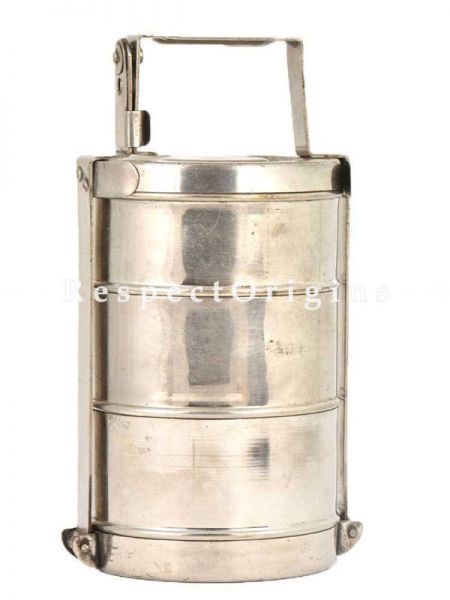 Buy Picnic or Tiffin Box With 3 boxes in Brass With detachable holder At u602075863_New_db.com