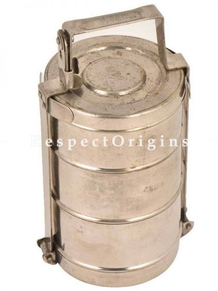 Buy Picnic or Tiffin Box With 3 boxes in Brass With detachable holder At u602075863_New_db.com