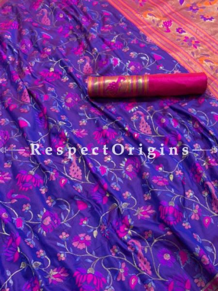 Pure Kanchipuram Purple Color Silk Saree,Full Body Weaving With Contrast Running Blouse.; u602075863_New_db.com