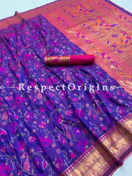 Pure Kanchipuram Purple Color Silk Saree,Full Body Weaving With Contrast Running Blouse.; u602075863_New_db.com