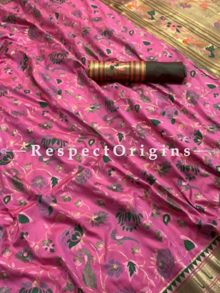 Pure Kanchipuram Silk Saree in Rose Pink Color,Full Body Weaving With Contrast Running Blouse.; u602075863_New_db.com