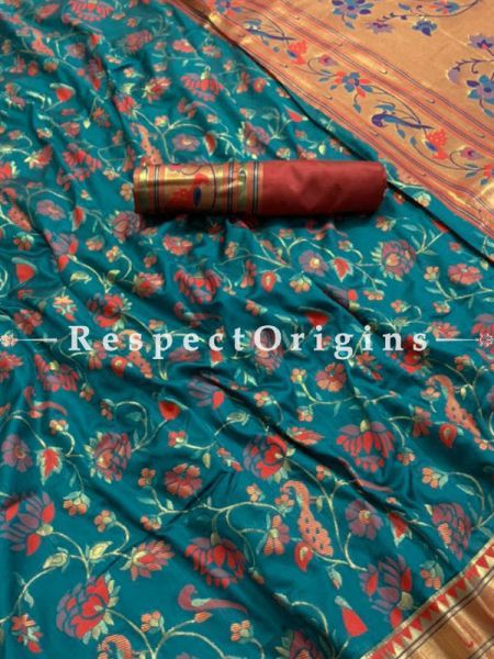 MultiColor Pure Kanchipuram Silk Saree,Full Body Weaving With Contrast Running Blouse.; u602075863_New_db.com