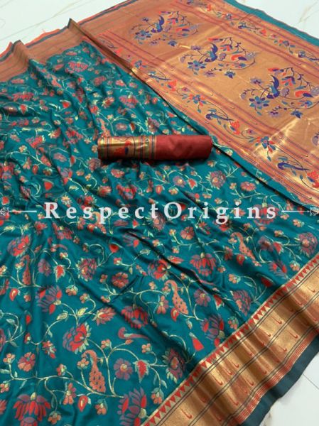 MultiColor Pure Kanchipuram Silk Saree,Full Body Weaving With Contrast Running Blouse.; u602075863_New_db.com