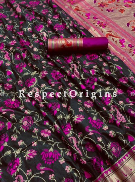 Multicolor Pure Kanchipuram Silk Saree,Full Body Weaving With Contrast Running Blouse.; u602075863_New_db.com