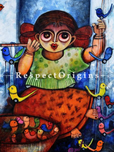 Vertical Art Painting of Rajan ;Acrylic on Canvas; 14in X 18in at u602075863_New_db.com