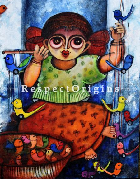 Vertical Art Painting of Rajan ;Acrylic on Canvas; 14in X 18in at u602075863_New_db.com