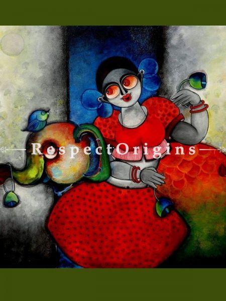 Square Art Painting of Rajan ;Acrylic on Canvas; 40in X 40in at u602075863_New_db.com