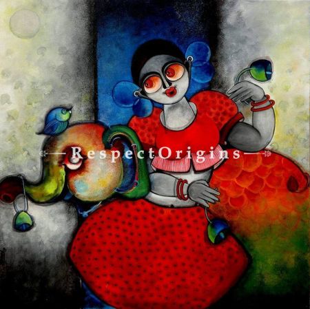 Square Art Painting of Rajan ;Acrylic on Canvas; 40in X 40in at u602075863_New_db.com