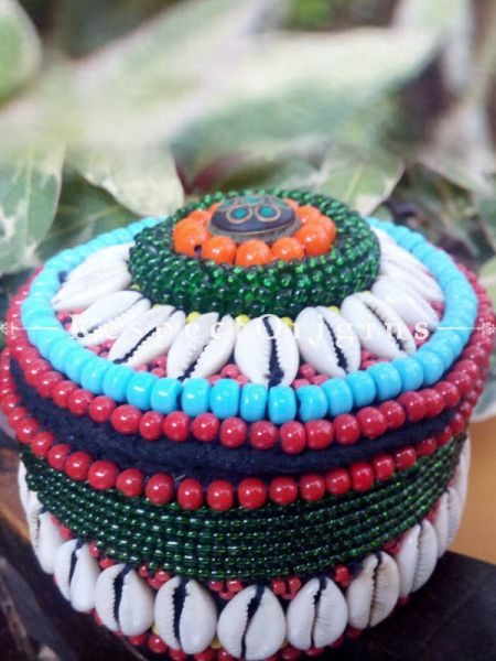 Red blue_and green Ladakhi Beaded Container u602075863_New_db.com