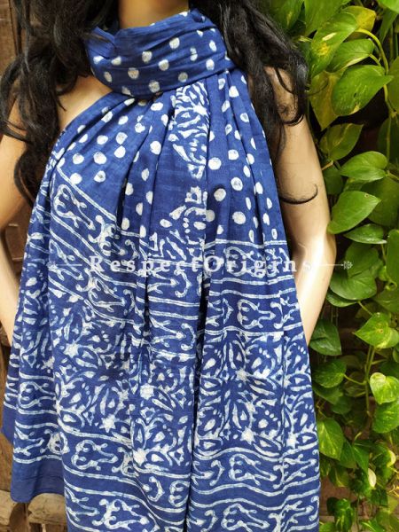Indigo Bagh Hand-printed Cotton Stole; 95 x 45 Inches; u602075863_New_db.com