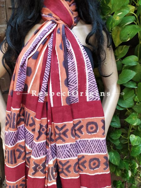 Brown Bagh Hand-printed Cotton Stole; 95 x 45 Inches; u602075863_New_db.com