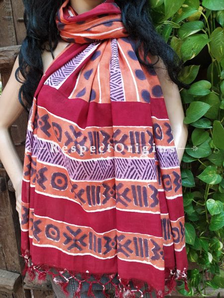 Brown Bagh Hand-printed Cotton Stole; 95 x 45 Inches; u602075863_New_db.com