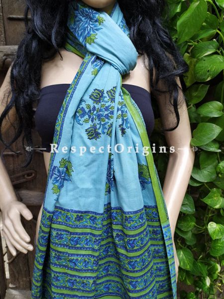 Blue Bagh Hand-printed Cotton Stole; 95 x 45 Inches; u602075863_New_db.com