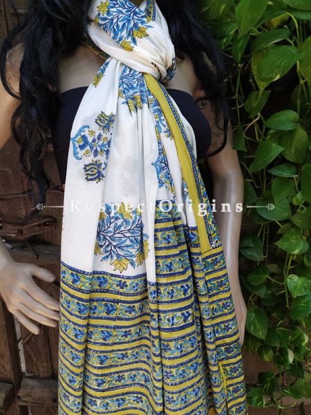 White Bagh Hand-printed Cotton Stole; 95 x 45 Inches; u602075863_New_db.com