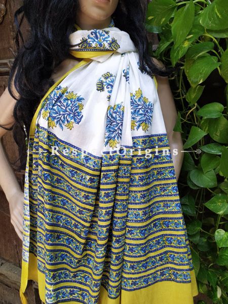 White Bagh Hand-printed Cotton Stole; 95 x 45 Inches; u602075863_New_db.com