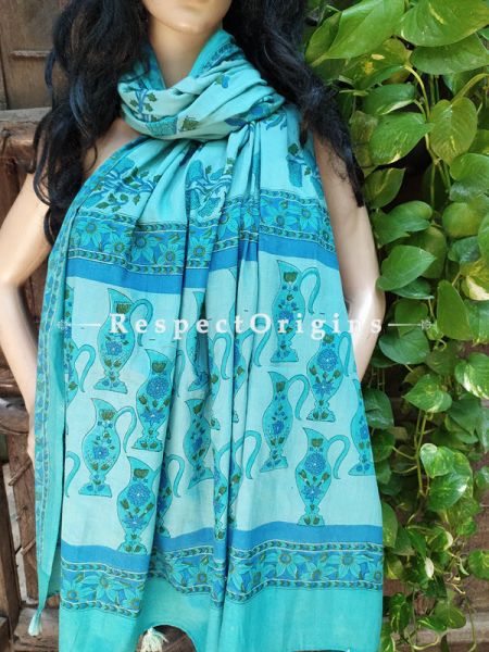 Blue Bagh Hand-printed Cotton Stole; 95 x 45 Inches; u602075863_New_db.com