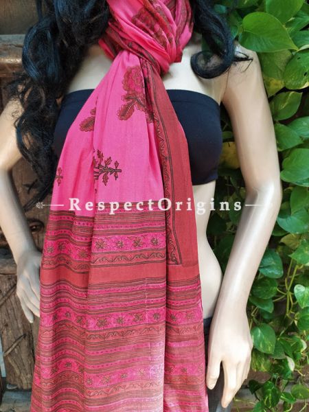 Pink Bagh Hand-printed Cotton Stole;95 x45 Inches; u602075863_New_db.com