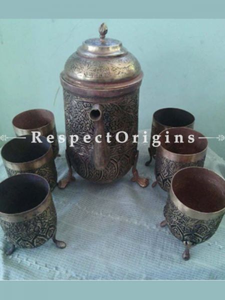 Buy Copper Surahi Glass Set At u602075863_New_db.com