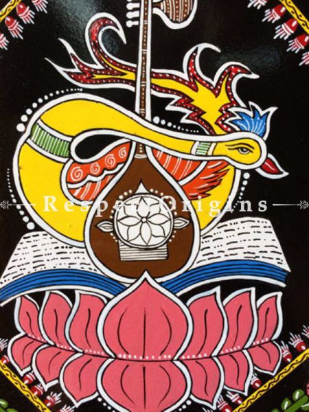 Buy Saraswati; Square Tikuli Art Hand Painted Folk Wall Art; 12x12 in At u602075863_New_db.com