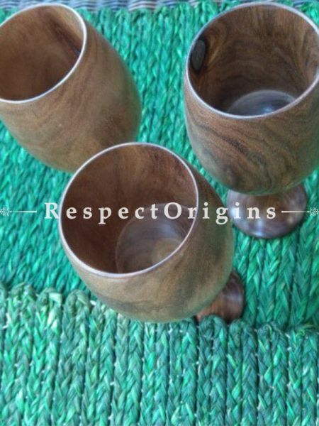 Buy Set of 3 Wooden Wine Goblets, Natural color At u602075863_New_db.com