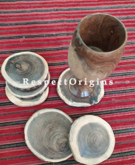 Set of 6 Beautiful Natural Hand Made Round Coasters; Wood, u602075863_New_db