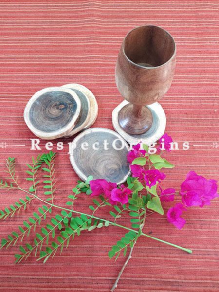 Set of 6 Beautiful Natural Hand Made Round Coasters; Wood, u602075863_New_db