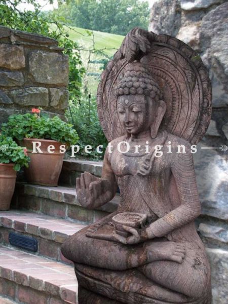 Buy Peaceful Stone Statue Of Buddha In Abhaya Mudra Pose Holding A Alms Bowl For Garden |u602075863_New_db