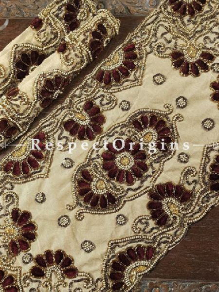 Buy Set of 4 Traditional Square Table Mat; Cream Net Base with Brown Velvet petals; Beadwork; 15x15 in At u602075863_New_db.com