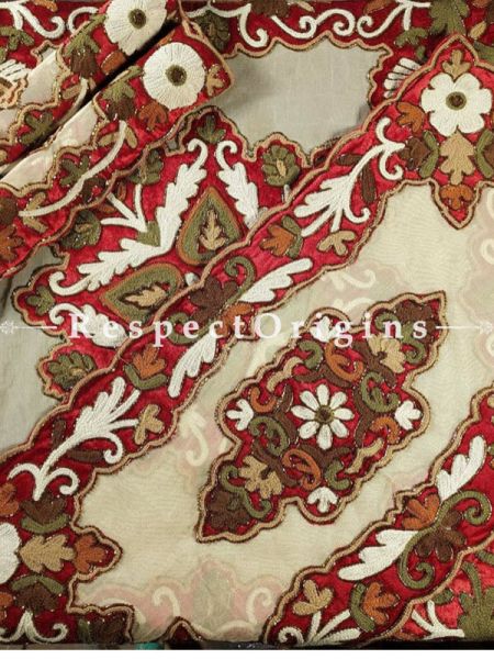 Buy Handcrafted Table Runner with Heavy Hand Embroidery and Beadwork 33x17 in At u602075863_New_db.com