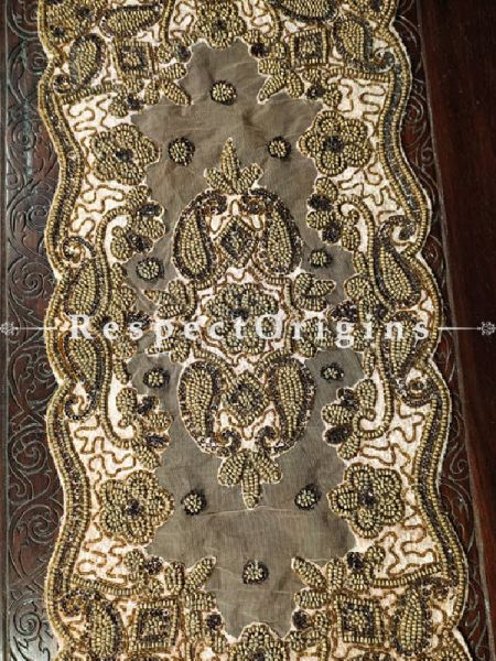 Buy Beige Net base with delicate Beadwork; Table Runner; Vintage; Traditional 31x15 in At u602075863_New_db.com