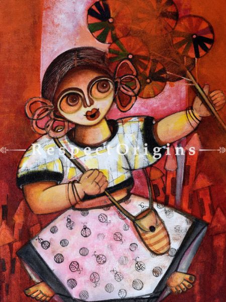 Vertical Art Painting of The fun seller ;Acrylic on Canvas; 14in X 18in at u602075863_New_db.com