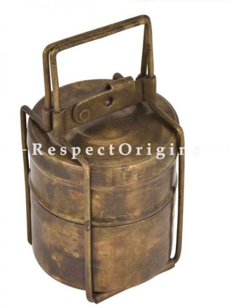Buy Picnic or Lunch Box With 2 boxes in Brass With detachable holder At u602075863_New_db.com