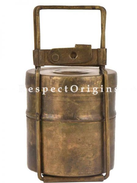 Buy Picnic or Lunch Box With 2 boxes in Brass With detachable holder At u602075863_New_db.com