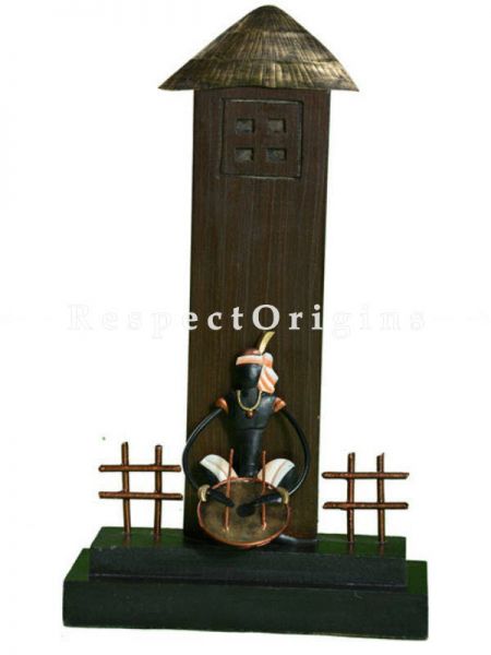 Buy Tribal Musicians Under and a hut in Wrought Iron, 14x8x3 in At u602075863_New_db.com