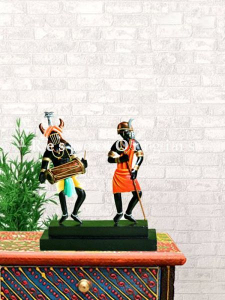 Buy Tribal Musician Figurine in Wrought Iron; 11x5x3 in At u602075863_New_db.com