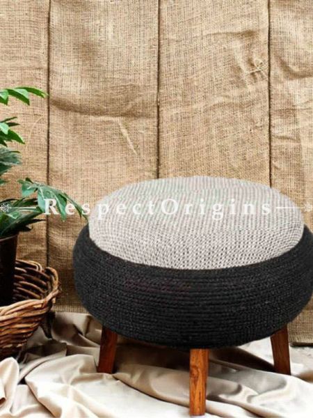 Buy Upcycled Ottoman with Black Old Tyre and Teak Wood At u602075863_New_db.com