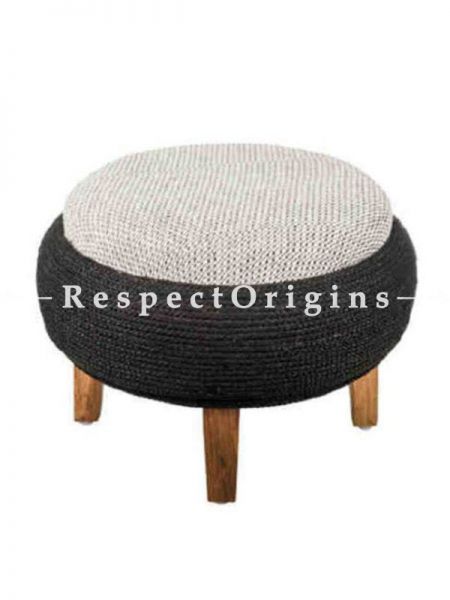 Buy Upcycled Ottoman with Black Old Tyre and Teak Wood At u602075863_New_db.com