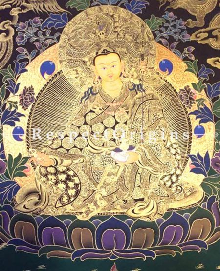 Guru Rimpochhe -Padmasambhava in 20x15 in Thangka On Canvas; Buddhist Traditional Painting Wall Art