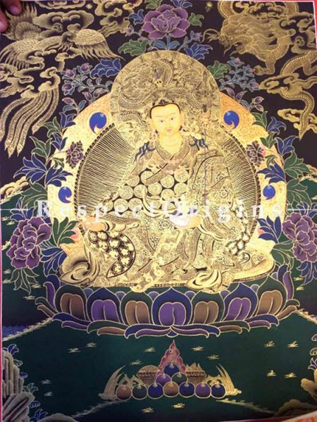 Vertical Thangka Painting of Guru Rimpochhe -Padmasambhava in 20 x 15 inches On Canvas; u602075863_New_db