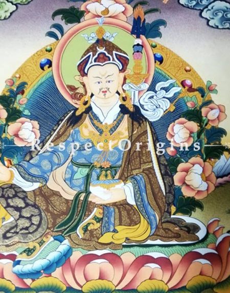 Guru Rimpochhe Thangka in 20x18 in On Canvas; Buddhist Traditional Painting Wall Art