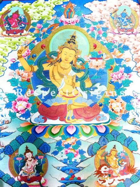 Vertical Thangka Painting of Manjusree in 22X18 inches On Canvas; Buddhist Traditional Painting Wall Art; u602075863_New_db