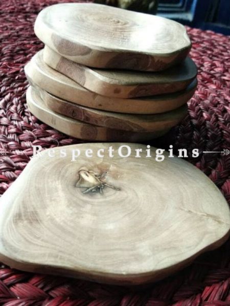 Set of 6 Coasters; Natural looking Handcrafted Wooden Coaster; u602075863_New_db